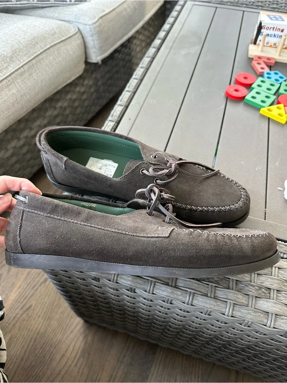 Vinny’s Men's Brown Suede Lace-Up Moc Toe Shoes